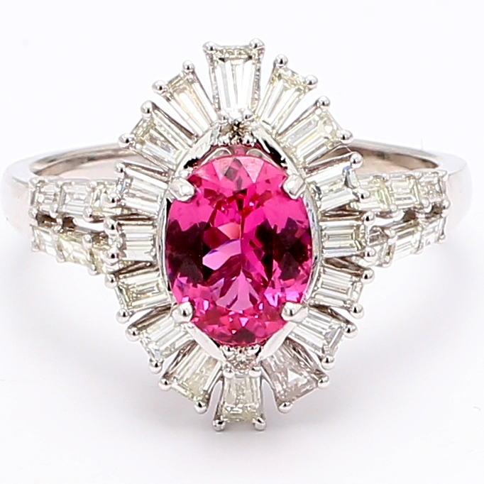 14K White Gold Pink Spinel and Diamond Ring, 1.73 ct tw