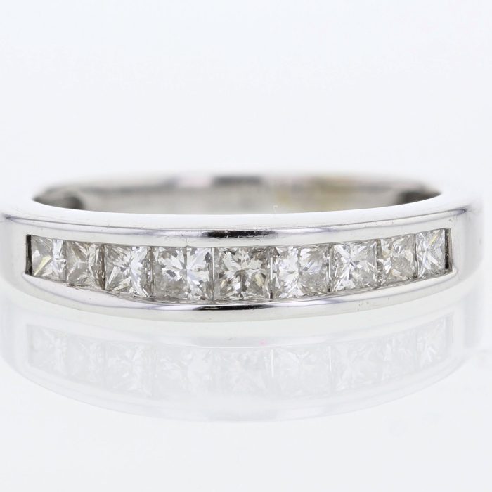 14K White Gold Princess-Cut Diamond Band, 0.70 ct tw
