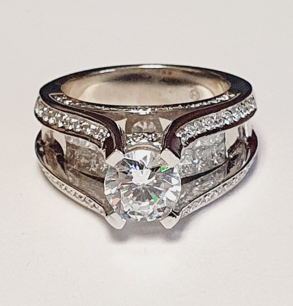 14K White Gold Princess-Cut Diamond Semi-Mount, 2.39 ct tw