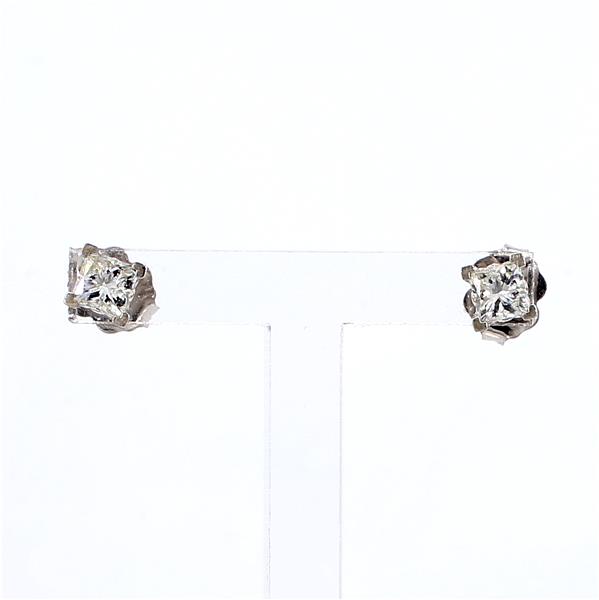 14K White Gold Princess-Cut Diamond Stud Earrings, 0.54 ct tw