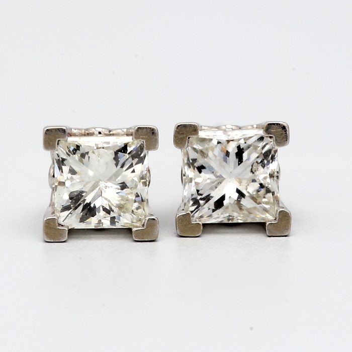 14K White Gold Princess-Cut Diamond Stud Earrings, 0.54 ct tw