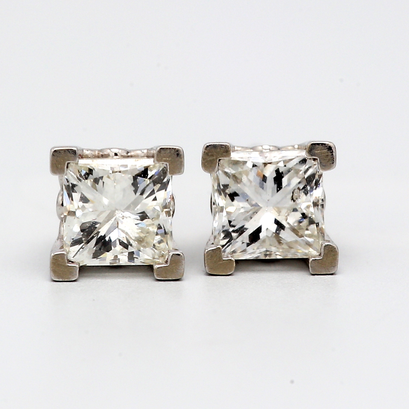 14K White Gold Princess-Cut Diamond Stud Earrings, 0.54 ct tw