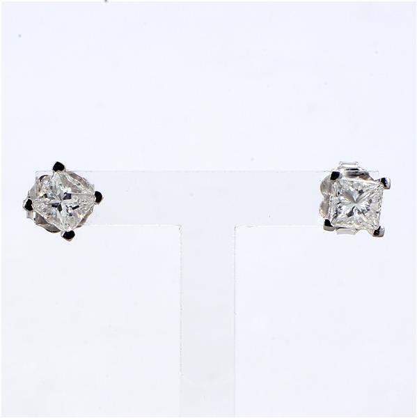 14K White Gold Princess-Cut Diamond Stud Earrings, 0.86 ct tw