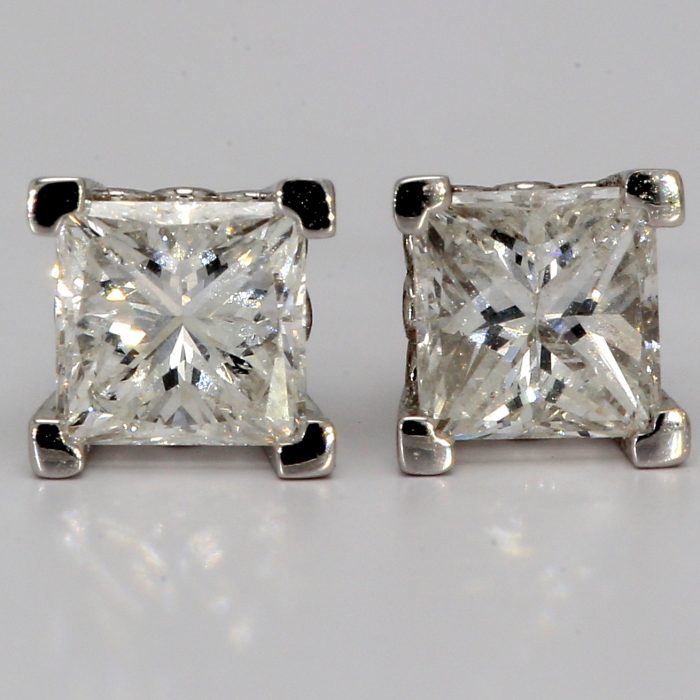 14K White Gold Princess-Cut Diamond Stud Earrings, 0.86 ct tw