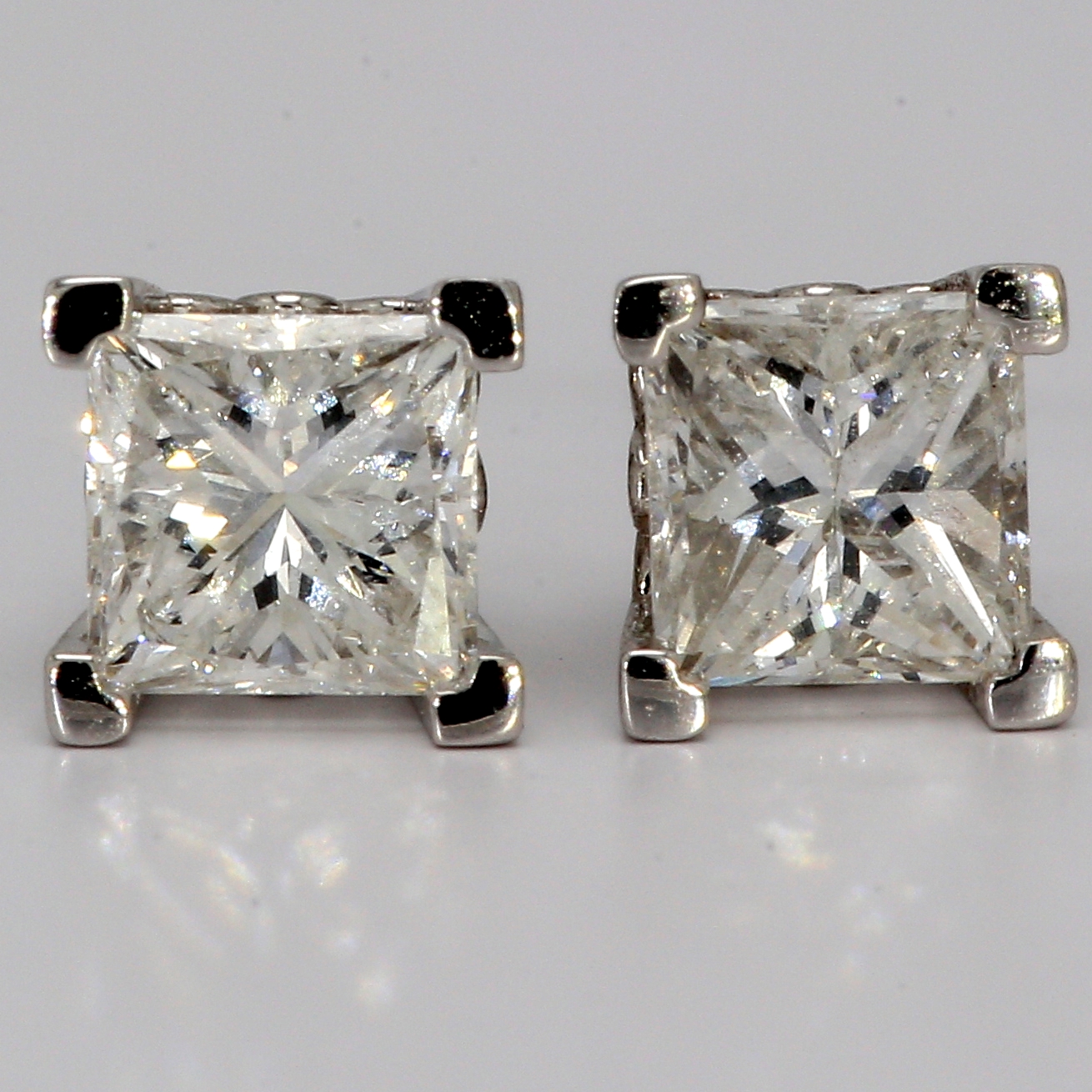 14K White Gold Princess-Cut Diamond Stud Earrings, 0.86 ct tw