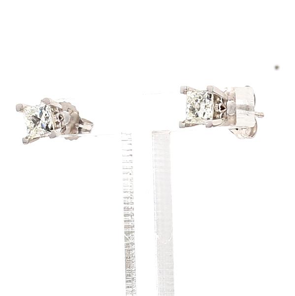 14K White Gold Princess-Cut Diamond Stud Earrings, 0.88 ct tw – view 4