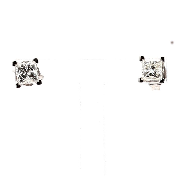 14K White Gold Princess-Cut Diamond Stud Earrings, 0.88 ct tw