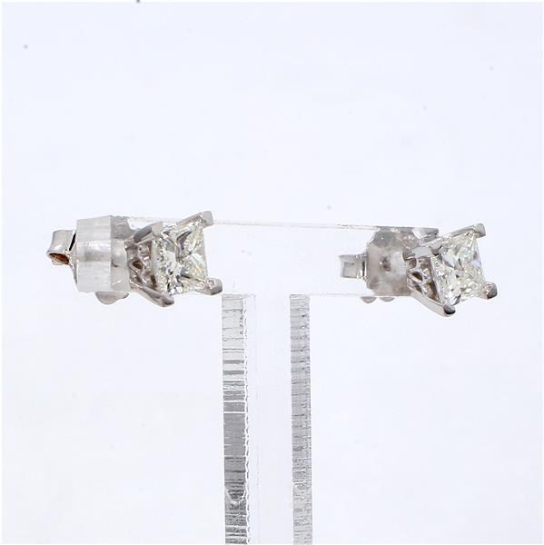 14K White Gold Princess-Cut Diamond Stud Earrings, 0.90 ct tw – view 2