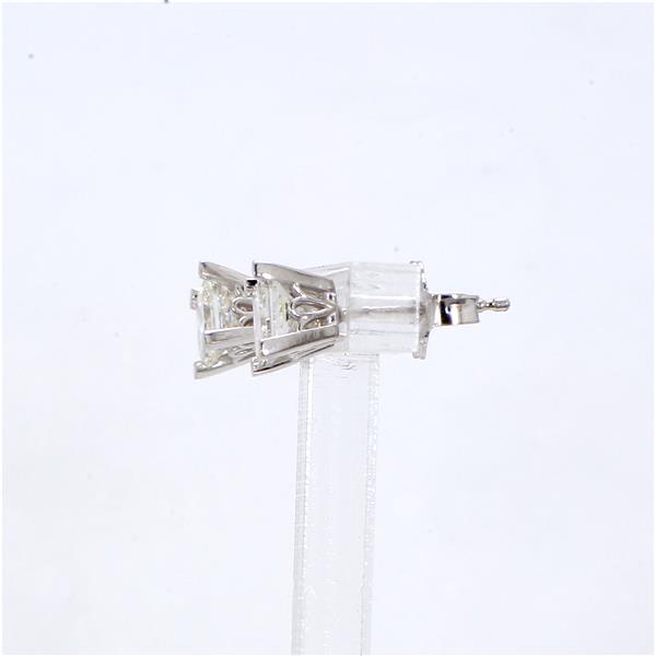 14K White Gold Princess-Cut Diamond Stud Earrings, 0.90 ct tw – view 4