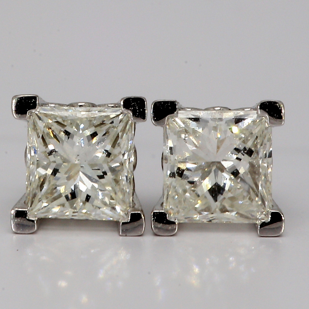 14K White Gold Princess-Cut Diamond Stud Earrings, 0.90 ct tw