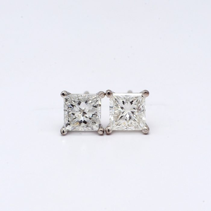 14K White Gold Princess-Cut Diamond Stud Earrings, 1.02 ct tw