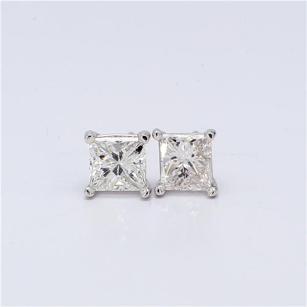 14K White Gold Princess-Cut Diamond Stud Earrings, 1.05 ct tw