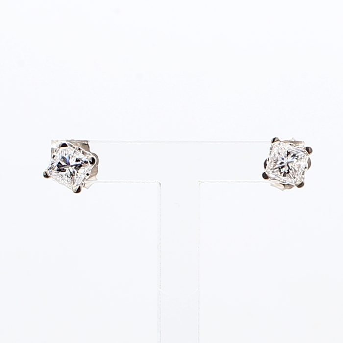 14K White Gold Princess-Cut Diamond Stud Earrings, 1.05 ct tw