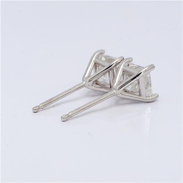 14K White Gold Princess-Cut Diamond Stud Earrings, 1.05 ct tw – view 2