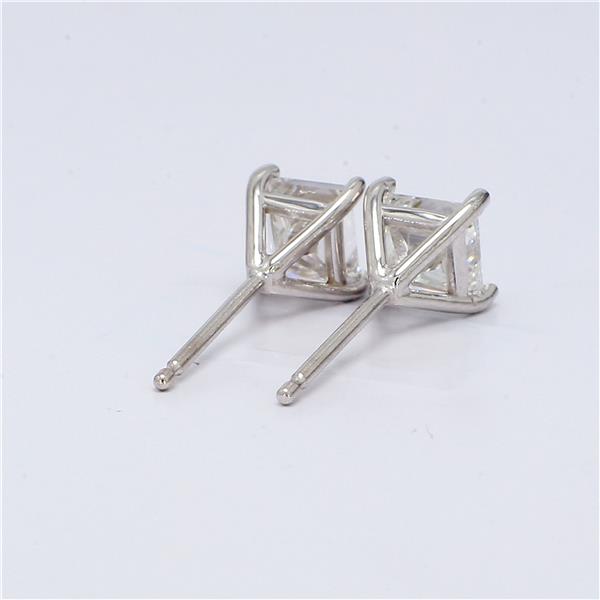 14K White Gold Princess-Cut Diamond Stud Earrings, 1.05 ct tw – view 3