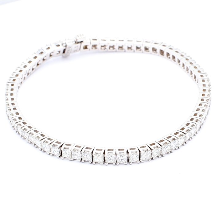 14K White Gold Princess-Cut Diamond Tennis Bracelet, 6.05 ct tw