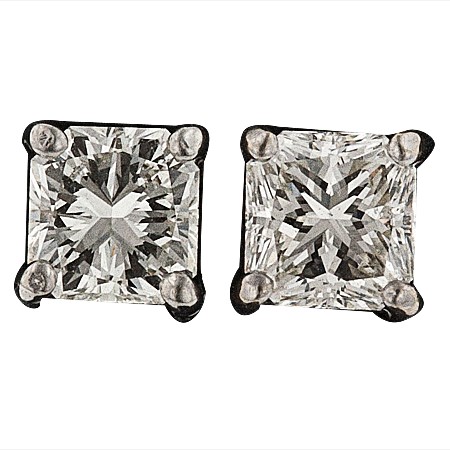 14K White Gold Radiant-Cut Diamond Stud Earrings, 1.20 ct tw