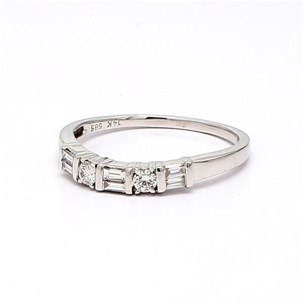 14K White Gold Round and Baguette Diamond Band, 0.50 ct tw – view 3