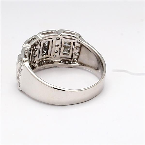 14K White Gold Round and Princess Diamond Band, 1.00 ct tw – view 2