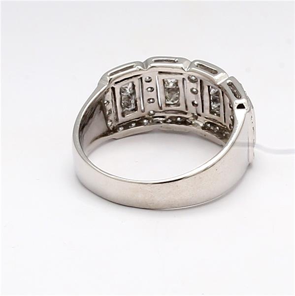 14K White Gold Round and Princess Diamond Band, 1.00 ct tw – view 3