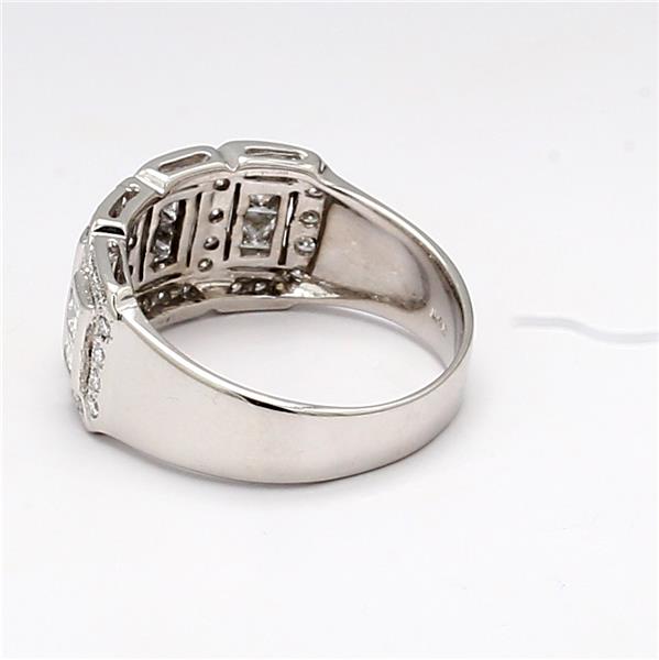 14K White Gold Round and Princess Diamond Band, 1.00 ct tw – view 4