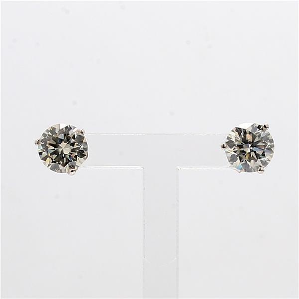 14K White Gold Round Diamond Stud Earrings, 2.32 ct tw