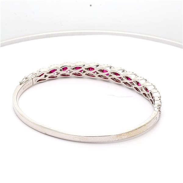 14K White Gold Ruby and Diamond Bangle