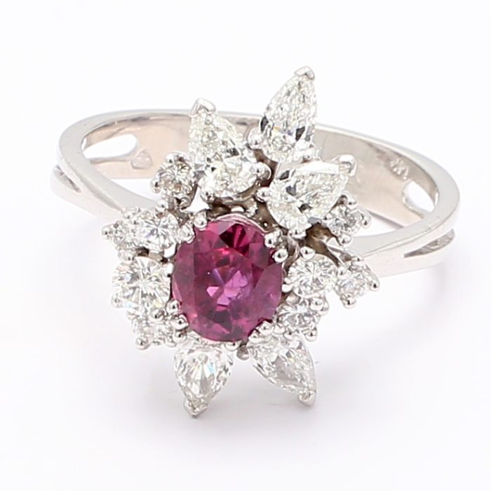 14K White Gold Ruby and Diamond Ring, 1.65 ct tw