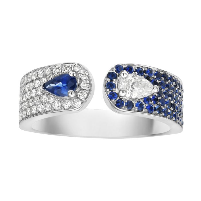 14K White Gold Sapphire and Diamond Ring