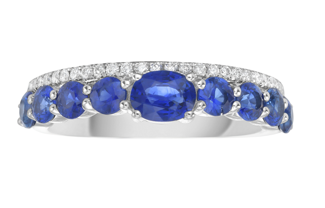 14K White Gold Sapphire and Diamond Ring