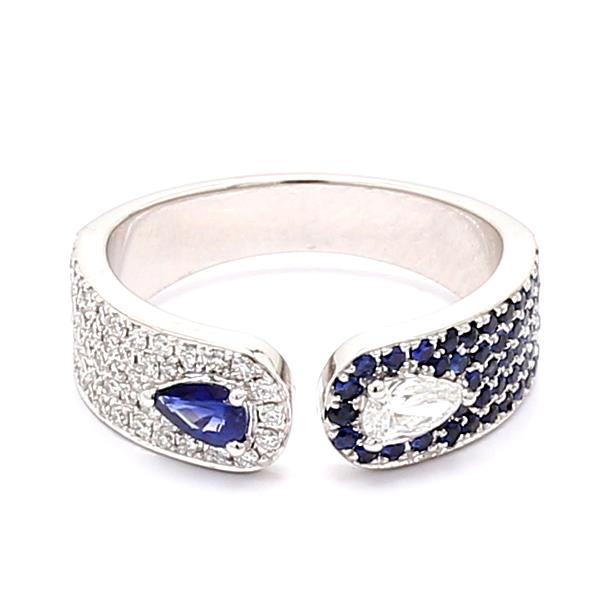 14K White Gold Sapphire and Diamond Ring