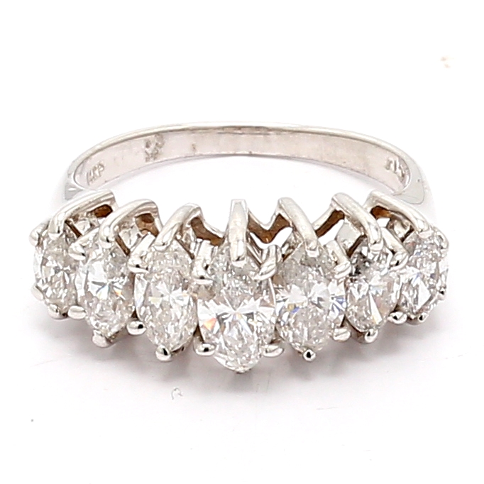 14K White Gold Seven-Stone Marquise Diamond Band, 2.20 ct tw