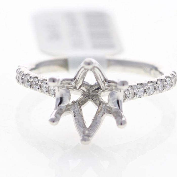14K White Gold Six-Prong Cathedral Diamond Semi-Mount, 0.24 ct tw