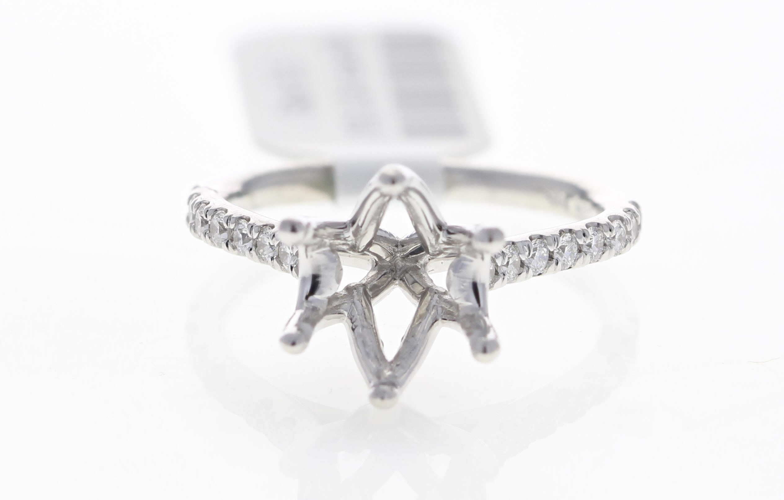 14K White Gold Six-Prong Cathedral Diamond Semi-Mount, 0.24 ct tw
