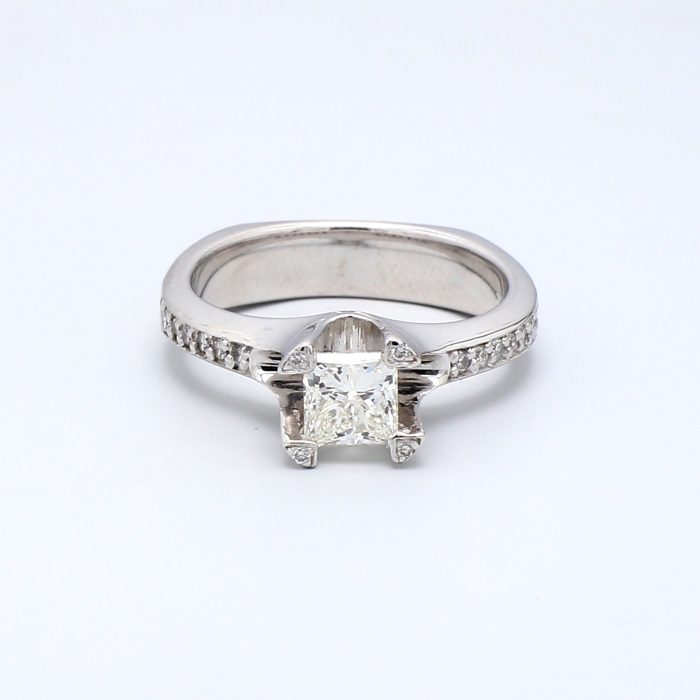 14K White Gold Tension-Style Princess-Cut Diamond Ring, 0.80 ct tw