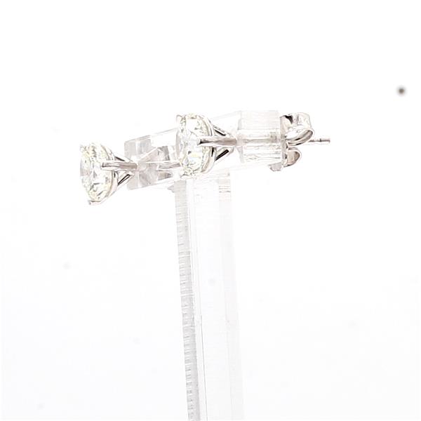 14K White Gold Three-Prong Round Diamond Stud Earrings, 1.44 ct tw – view 3