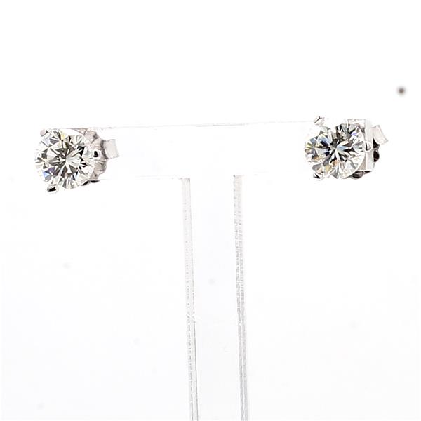 14K White Gold Three-Prong Round Diamond Stud Earrings, 1.44 ct tw – view 4