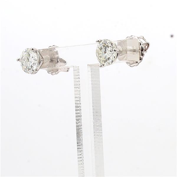 14K White Gold Three-Prong Round Diamond Stud Earrings, 1.48 ct tw – view 2