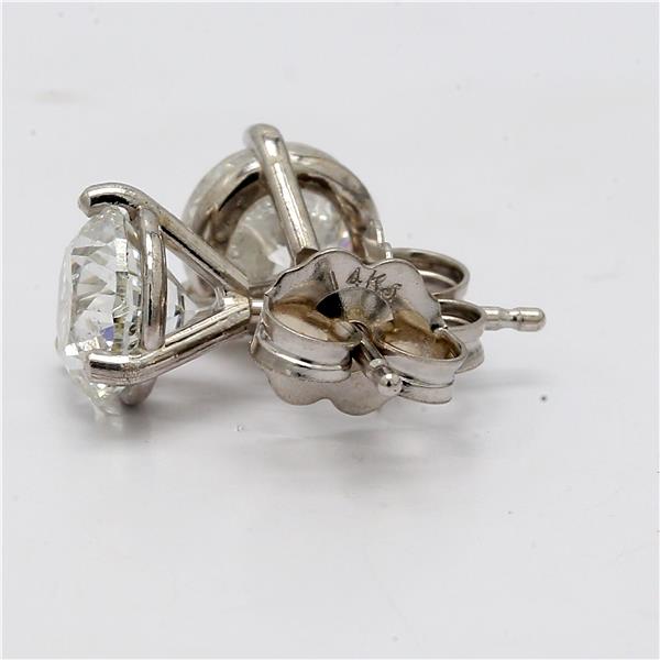 14K White Gold Three-Prong Round Diamond Stud Earrings, 2.00 ct tw – view 2