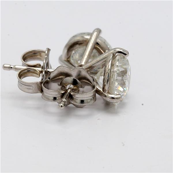 14K White Gold Three-Prong Round Diamond Stud Earrings, 2.00 ct tw – view 3