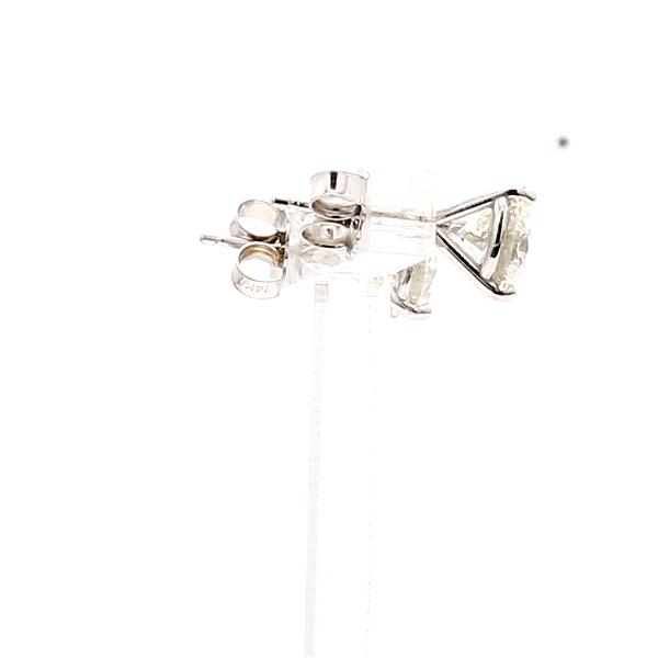 14K White Gold Three-Prong Round Diamond Stud Earrings, 2.01 ct tw – view 4