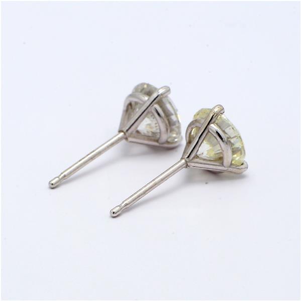 14K White Gold Three-Prong Round Diamond Stud Earrings, 2.06 ct tw – view 2