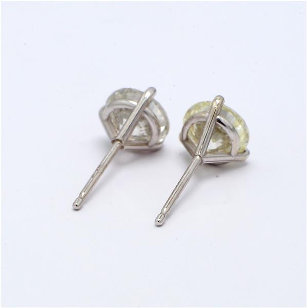 14K White Gold Three-Prong Round Diamond Stud Earrings, 2.06 ct tw – view 3
