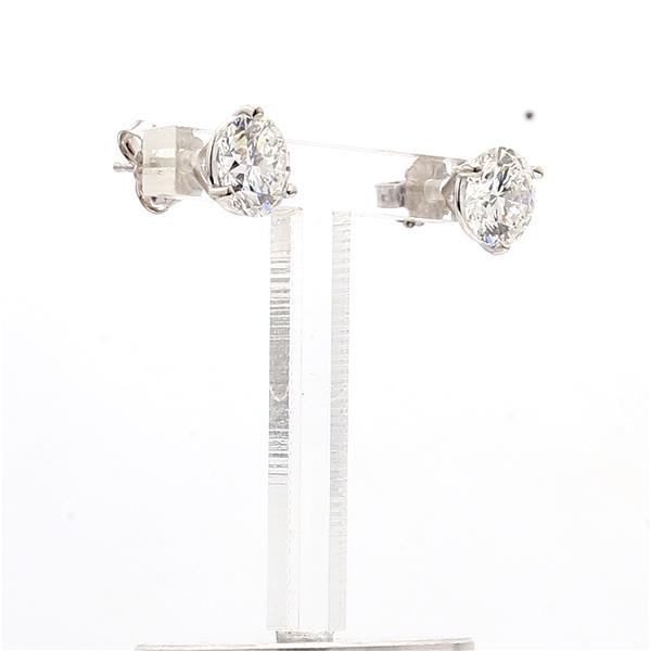 14K White Gold Three-Prong Round Diamond Stud Earrings, 3.00 ct tw – view 2