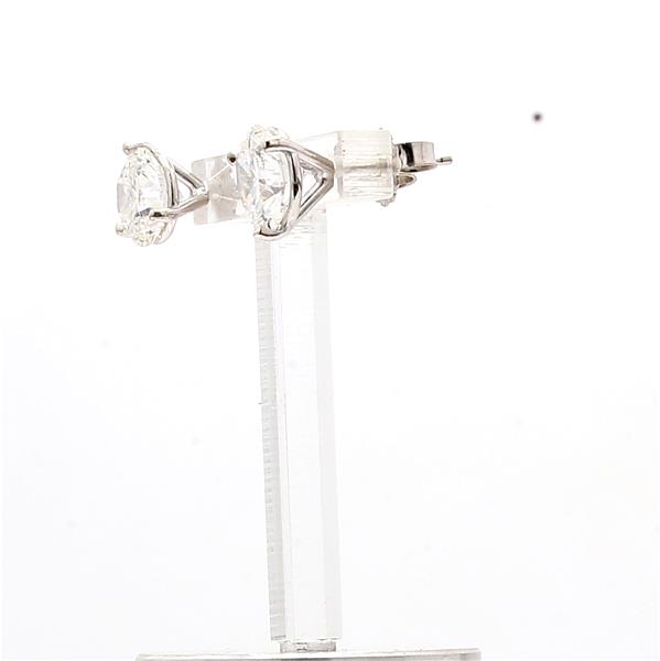 14K White Gold Three-Prong Round Diamond Stud Earrings, 3.00 ct tw – view 3