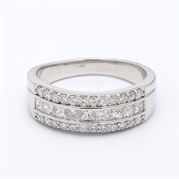 14K White Gold Three-Row Diamond Band, 1.25 ct tw
