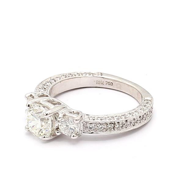 14K White Gold Three-Stone Pavé Diamond Semi-Mount, 0.70 ct tw – view 2