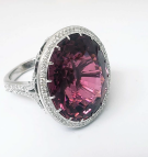 14K White Gold Tourmaline and Diamond Ring