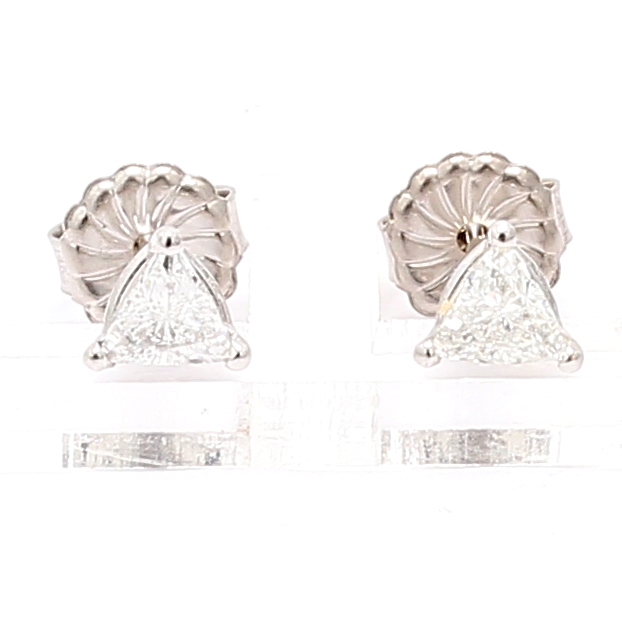 14K White Gold Trillion Diamond Stud Earrings, 0.68 ct tw