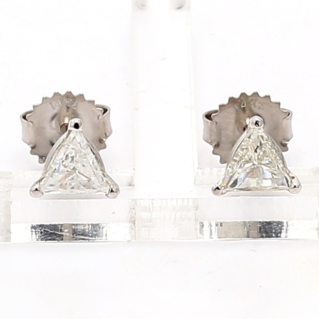 14K White Gold Trillion Diamond Stud Earrings, 0.71 ct tw